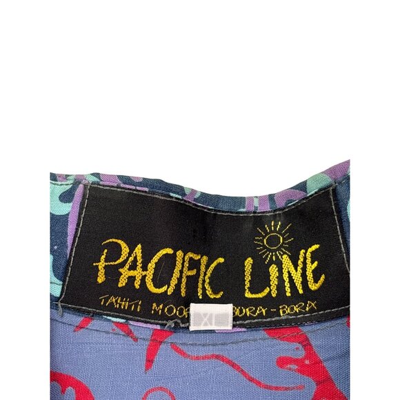 Vintage Pacific Line Mens Button Front Hawaiian Shirt XL Mixed Patterns Cotton - Picture 3 of 5